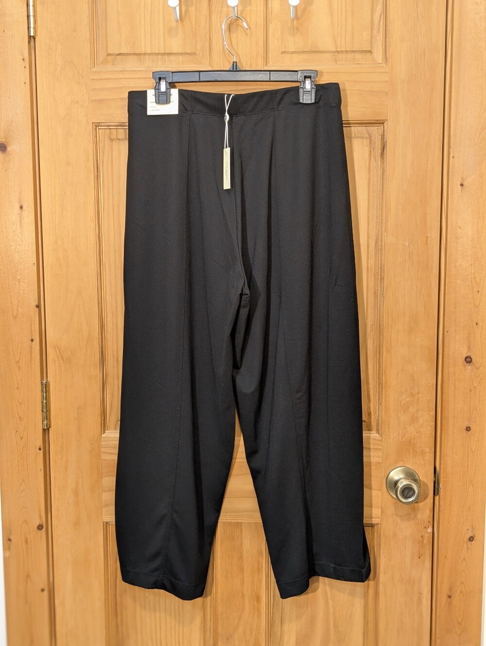 Max Studio NWT Barrel Leg Trouser Pants Black Mid Rise Ankle Length Womens LG - Picture 3 of 14